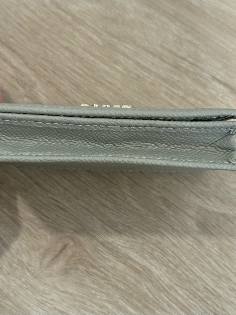 Furla Light Gray Leather Trifold Card Holder with Gold Logo
